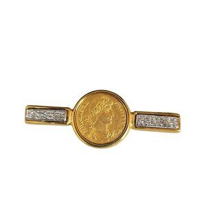 Vintage Ben Amun Gold Tone Coin Brooch